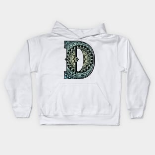 Mandala with alphabet D Kids Hoodie